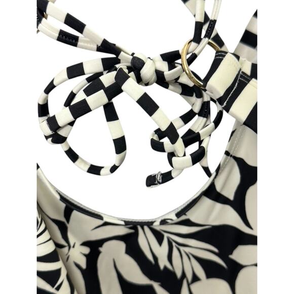 Swimsuits For All Black & White Floral Loop Strap Tankini Top Size 24 New - Picture 7 of 7